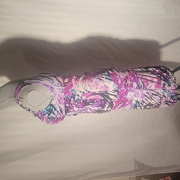 Bisou Bisou Purple Abstract Watercolor Print Sleeveless Dress Size: 10 - Picture 8 of 10